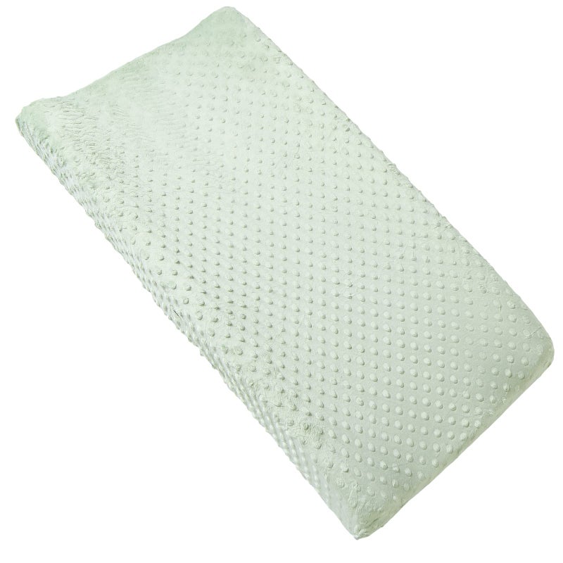 Aullar Solid Changing Table Pad Cover Cradle Sheet, Fits 32"/34''x16 Contoured Diaper Changing Pad, Ultra Soft Cozy Dots Plush Changing Table Covers, Breathable Wipeable Removable (Green) - Image 1