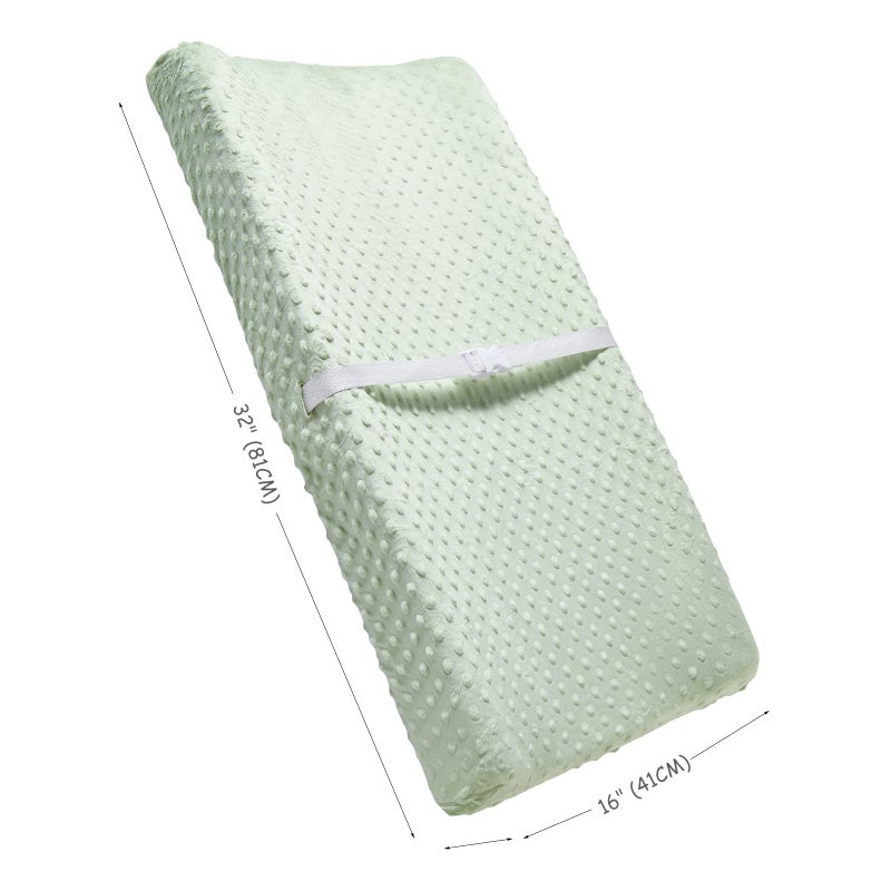 Aullar Solid Changing Table Pad Cover Cradle Sheet, Fits 32"/34''x16 Contoured Diaper Changing Pad, Ultra Soft Cozy Dots Plush Changing Table Covers, Breathable Wipeable Removable (Green) - Image 3