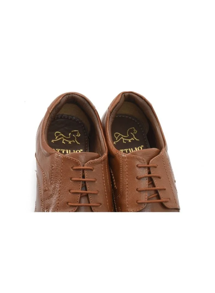 ATTILIO Men's ALDOS 6 Derby Lace up Comfort Tan Brown Leather Work Office Formal Occasion Party Casual Wear Italian Design Anti Skid Padded Insole Premium Shoes