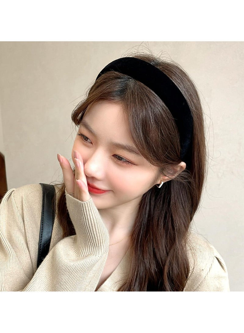 Loquat 3pcs Velvet Padded Headbands, Vintage Solid Color Hair Accessories for Women and Girls - Image 3