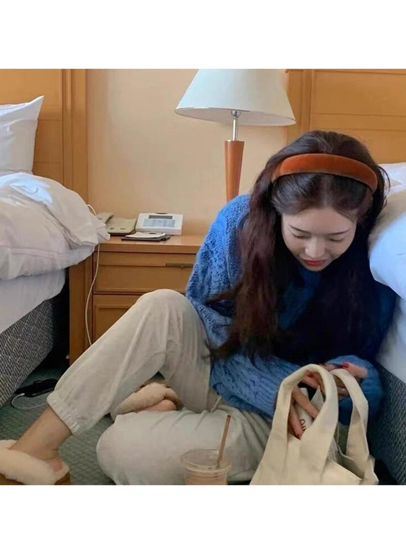 Loquat 3pcs Velvet Padded Headbands, Vintage Solid Color Hair Accessories for Women and Girls - Image 5