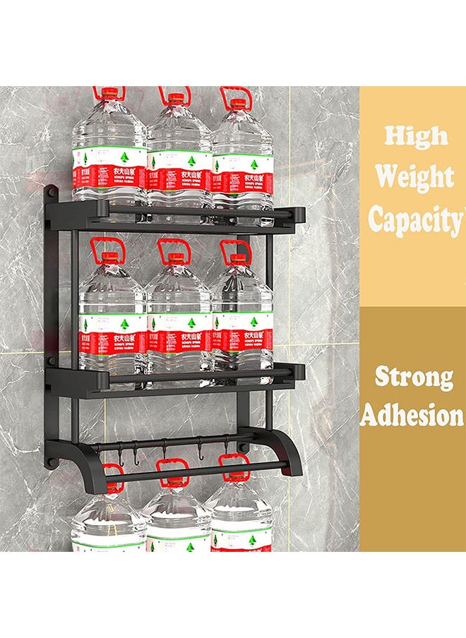 Hihonor - 2 Tier Bathroom Shelf with Towel Bar,Wall Mounted Bathroom Shelf with Cup Holder,Organize Toiletries for Home/Hotel/Apartment(Black 60cm) - Image 1