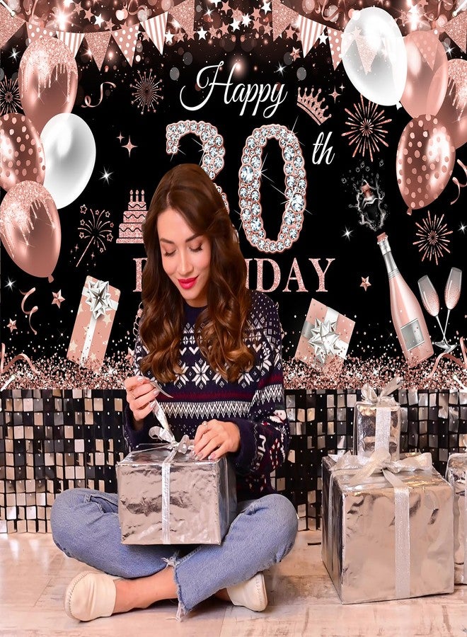 افيزانو لافتة عيد ميلاد سعيد الثلاثين من Avezano للنساء، بالون أسود وذهبي وردي لامع، خلفية لحفلة عيد الميلاد الثلاثين، خلفية تصوير لعيد ميلاد الثلاثين، لوازم الحفلات، 70.8 × 43.3 بوصة - Image 4