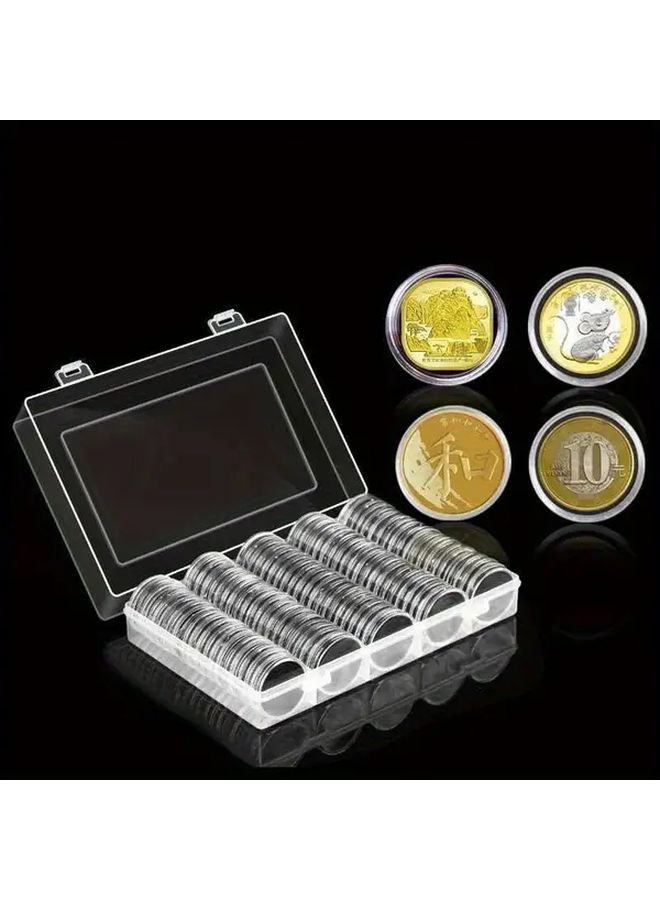 Model 100 Transparent Capsule Storage Box For Coins Collectibles Clear Display Case Secure Lid - Image 1