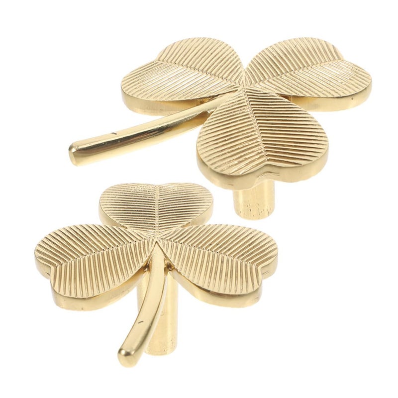 Solid Brass Shamrock Drawer Pulls Vintage Leaf Shaped Cabinet Handles For Kitchen Wardrobe - Image 2
