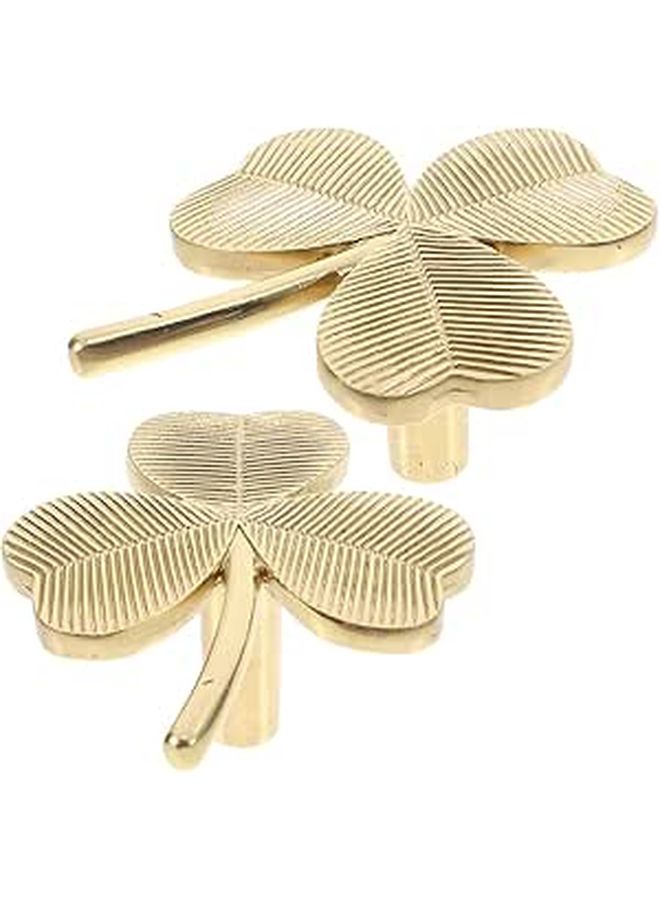 Solid Brass Shamrock Drawer Pulls Vintage Leaf Shaped Cabinet Handles For Kitchen Wardrobe - Image 1