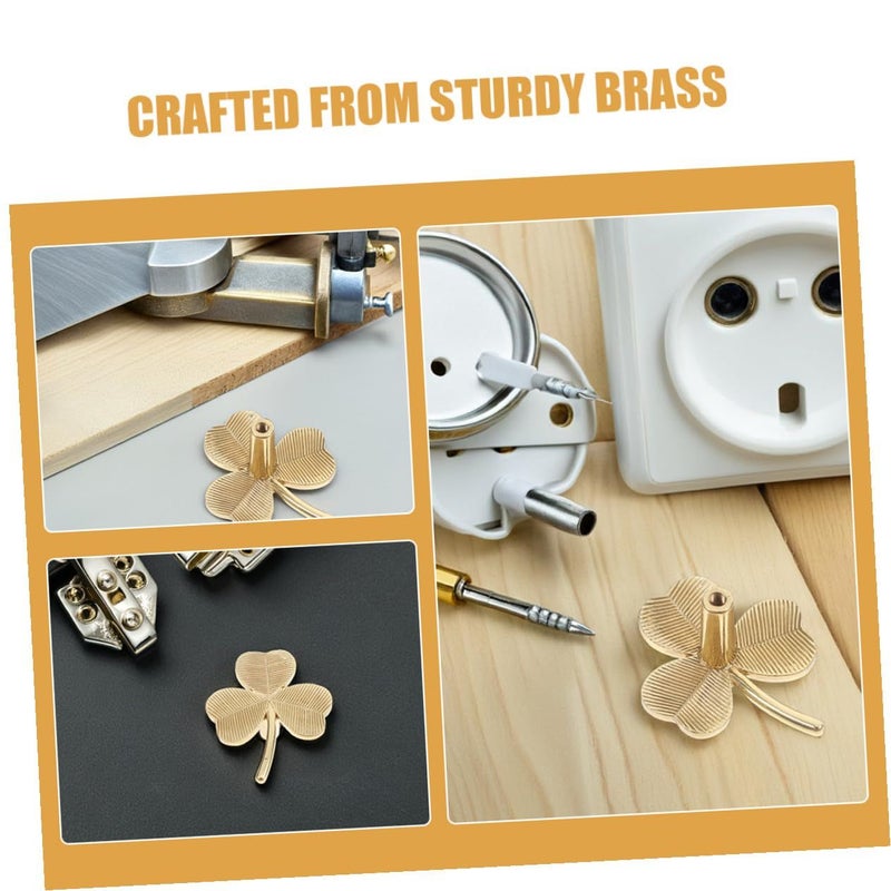 Solid Brass Shamrock Drawer Pulls Vintage Leaf Shaped Cabinet Handles For Kitchen Wardrobe - Image 4