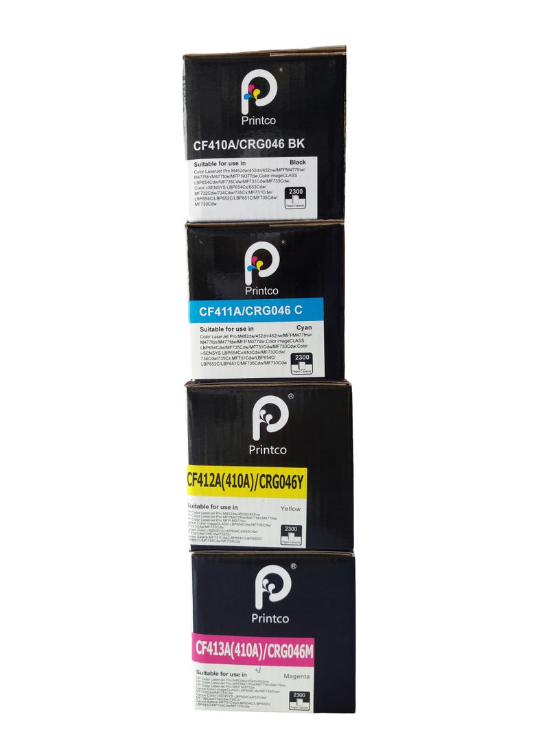 Printco Compatible With Toner Cartridge 410A Full Set for HP 410A CF410A CF411A CF412A CF413A Replacement for Laserjet Pro MFP M477FNW M477FDW M452NW M452DW M452DN M477FDN Works With Canon 718 Black Cyan Yellow Magenta 4Pack  - Image 2