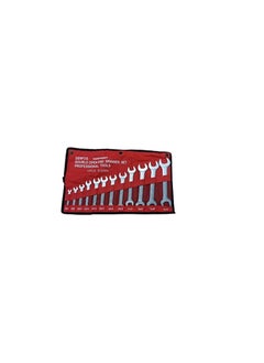 DENFOS 12 Piece Double Open End Spanner Set - Metric Sizes 6-32mm - High Strength Cr-V Sand Blown Steel Wrench with Roll Bag  - Image 1