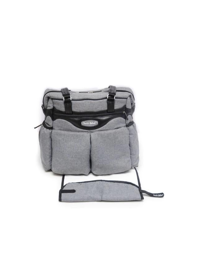 Petit Bebe Baby Diaper Bag Premium – Grey & Black - Image 2
