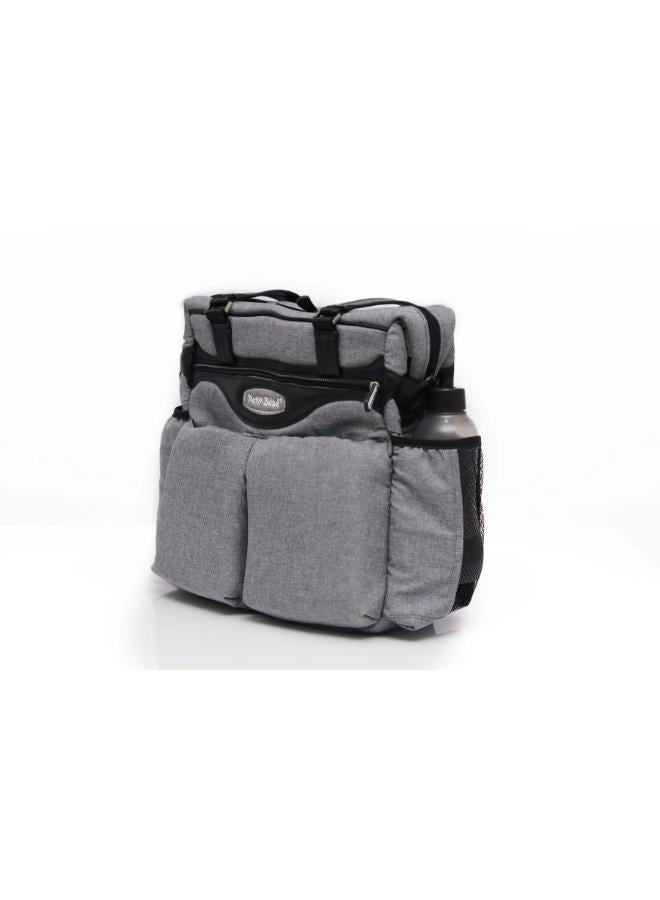 Petit Bebe Baby Diaper Bag Premium – Grey & Black - Image 1