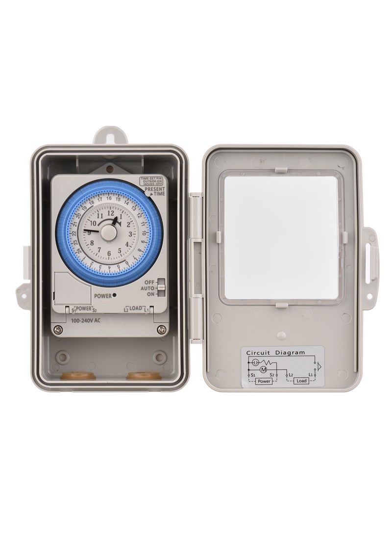 Mechanical 24 Hours Timer Switch IP53 Rating Programmable Electrical Timer Switch Box AC 100-240V 15 Minutes Interval 96 Times ON/ OFF with Mounting Hole Dustproof Waterproof Cover - Image 4