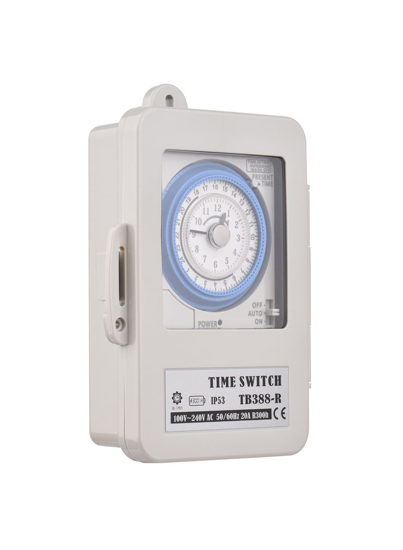 Mechanical 24 Hours Timer Switch IP53 Rating Programmable Electrical Timer Switch Box AC 100-240V 15 Minutes Interval 96 Times ON/ OFF with Mounting Hole Dustproof Waterproof Cover - Image 2