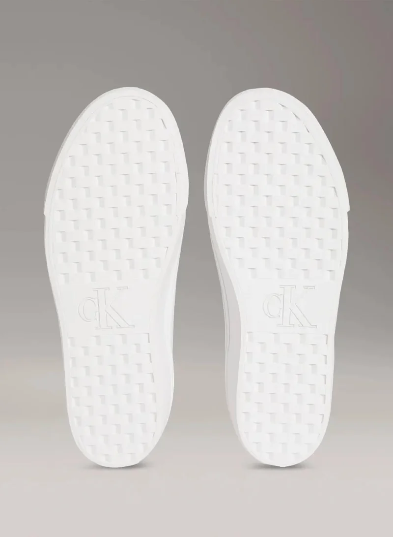Calvin Klein Jeans Bright White/Sweet Pink Vulcanised Leather Trainers for Women | Best Price UAE