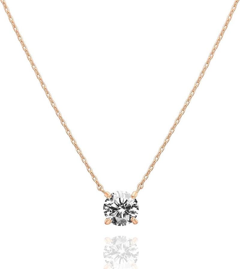 PAVOI 14K Gold Plated Crystal Solitaire 1.5 Carat (7.3mm) CZ Dainty Choker Necklace Gold Necklaces for Women - Image 1