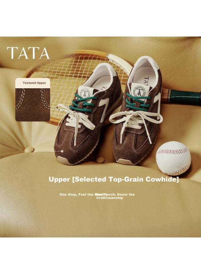 Tata Autumn New Thick-soled Breathable Women's Sneakers Brown/white Am6 39 - Image 1