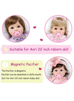 Aori Baby Dolls Bottle And Magnetic Pacifier For Reborn Dolls Accessories For 22 Inch Lifelike Baby Doll Pink Set  - Image 3