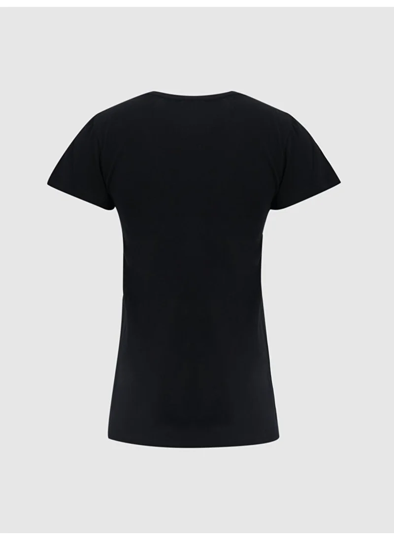 ال تي بي Women's Basic V Neck Black T-shirt