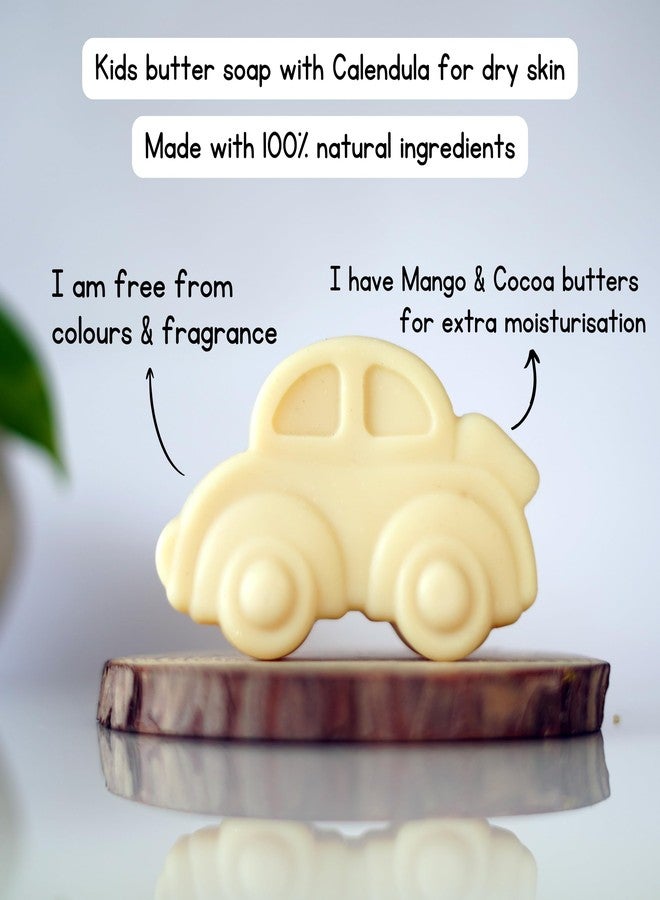 Sans Valley® Kids Oat Milk Moisturizing Butter Soap for Dry Skin | Gentle for Sensitive Skin | with Natural Mango & Cocoa Butter | Natural cold process soap | Cute Car shape | 100 grams - Image 2