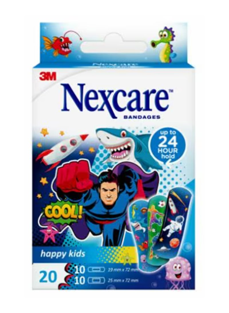 Nexcare Happy Kids Plasters Cool, Assorted, 20/Pack 