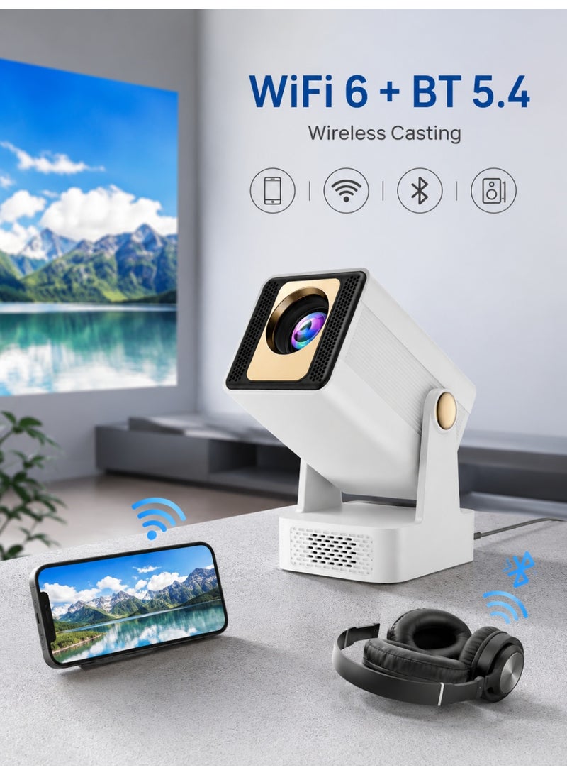 طاقة بروجكتر  ذكي محمول بنظام Android 14، واي فاي 6 ثنائي النطاق 2.4G/5G وبلوتوث 5.4، دقة أصلية 720P وسطوع 200 ANSI، دعم فيديو 8K، قاعدة دوران 270°، تصحيح الانحراف، شاشة 32-100 بوصة، HDMI وUSB - Image 5