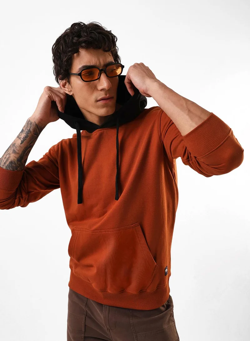 Men's Brown Cotton Blend Regular Fit Sweatshirt