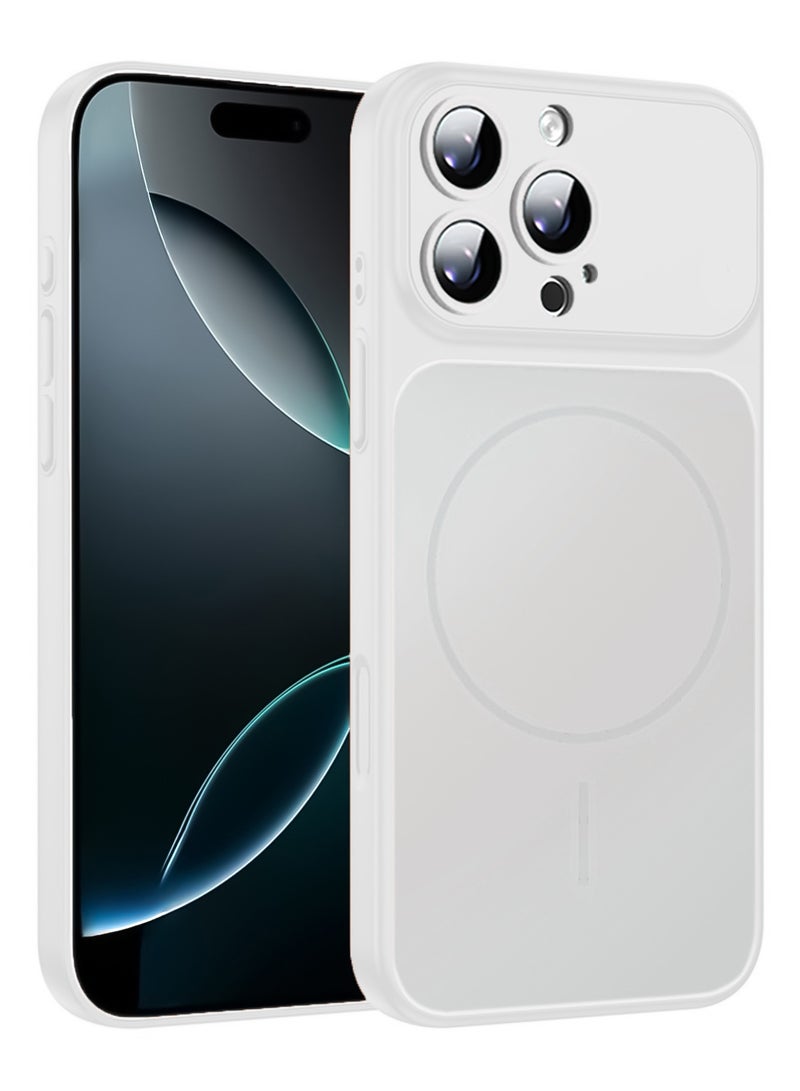 Magnetic Matte Protective Case for iPhone 16 Pro Max Full Camera Protection MagSafe Compatible - White
