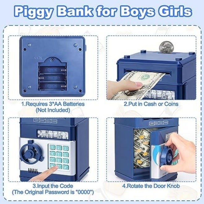 Refasy Kids Toys for Boys Girls Age 3-5,Electronic Piggy Banks for Kids Money Savings Box Toys Mini ATM Coin Bank for Children Best Birthday Xmas Gifts Cash Coin Can for Kid 8-12 Year Old  Black - Image 5