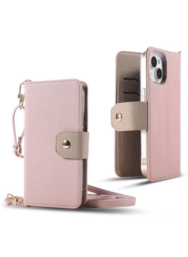 Generic - IPhone16 Litchi Pattern Multifunctional Mobile Phone Case Suitable For Google 9pro Card-in Hand Account Type 12 Case-Color:Pink-Applicable Models:iphone16 Pro - Image 1