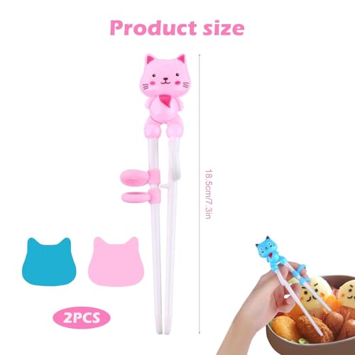 Zytiqt 2 PCS Chopsticks for Kids, Training Chopsticks Set for Beginners, Easy to Use for Children 1-6 Years, Suitable for Home and School Use(Pink and Blue) - Image 2