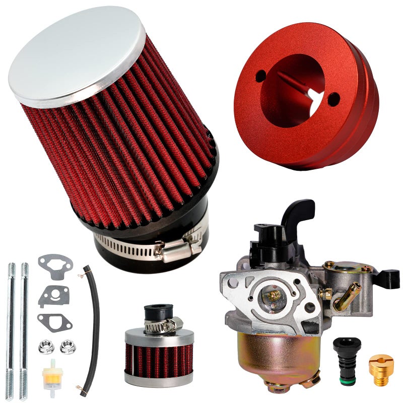 مجموعة محول فلتر الهواء كربريتر من JMCHstore ل Monster Mega Moto MMB80 MMB105 Coleman B100 RB100 105cc Motovox MBX10 Baja DB30 97cc Orxyearth Dirt Kids Mini Bike Lifan 80cc MMK80 Go Kart أحمر