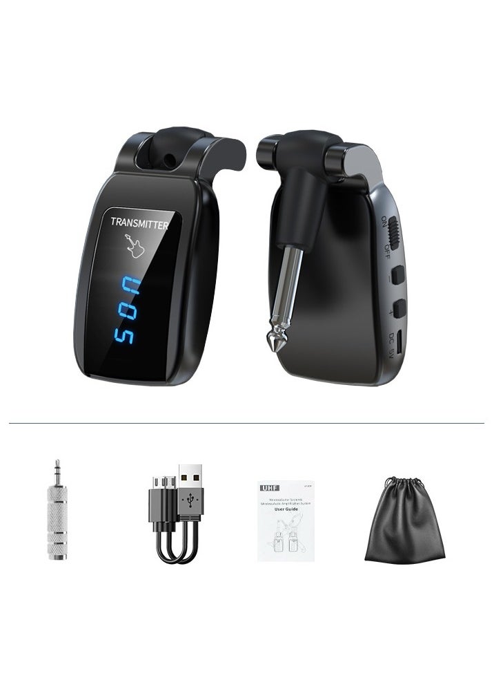 Generic Pick Up Wireless Guitar System Rechargeable Guitar Transmitter Receiver Set Electric Guitar Bass Pick Up (Black)  - Image 1