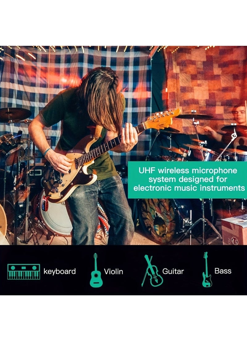 Generic Pick Up Wireless Guitar System Rechargeable Guitar Transmitter Receiver Set Electric Guitar Bass Pick Up (Black)  - Image 2
