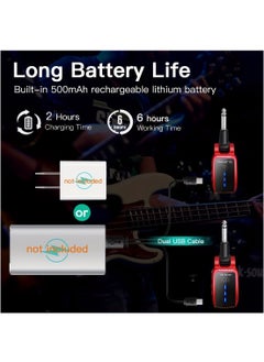 Generic Pick Up Wireless Guitar System Rechargeable Guitar Transmitter Receiver Set Electric Guitar Bass Pick Up (Black)  - Image 3