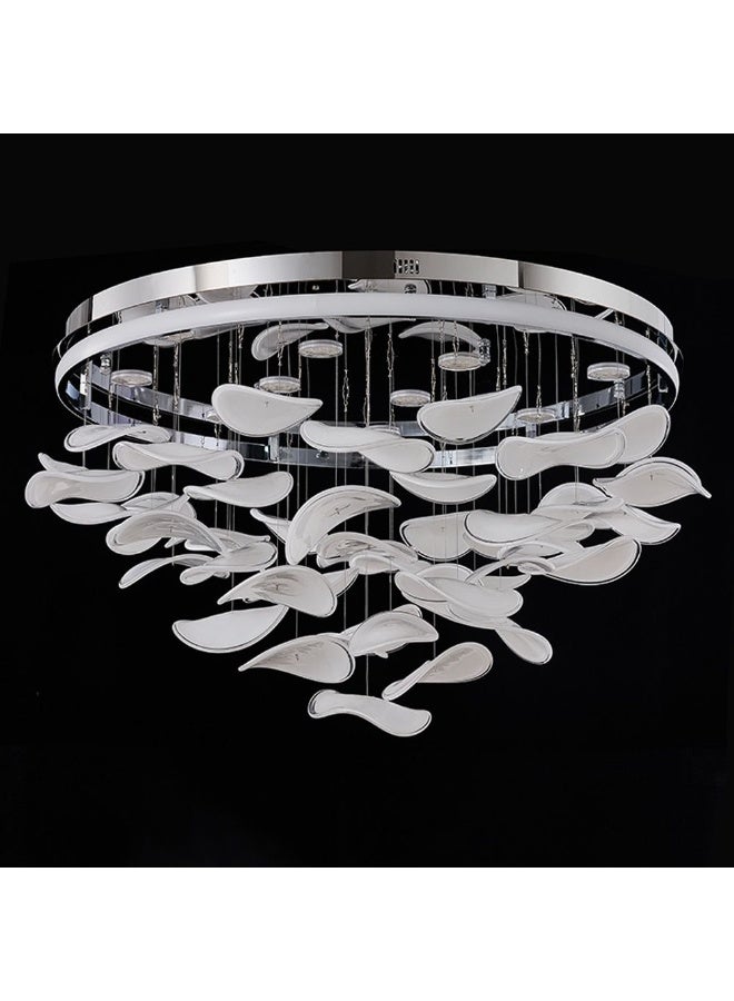 DANUBE HOME Danube Home Seychelles Modern Chandelier For Living Room| 1- Light Indoor Lighting Fixture With LED-Lights (Included)| Stainless Steel Frame, Chrome Finish|3000K Light|L45xW80xH45cm (1 Year Warranty)  - Image 1