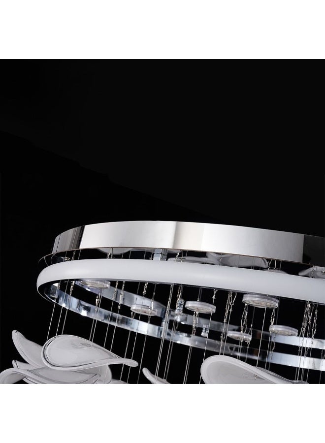 DANUBE HOME Danube Home Seychelles Modern Chandelier For Living Room| 1- Light Indoor Lighting Fixture With LED-Lights (Included)| Stainless Steel Frame, Chrome Finish|3000K Light|L45xW80xH45cm (1 Year Warranty)  - Image 2