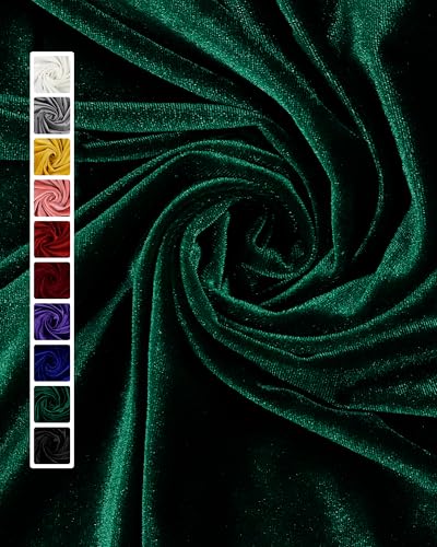 HOTGODEN Hunter Green Stretch Velvet Fabric by The Yard: 63" Wide 5 Yards 95% Polyester 5% Spandex Velvet Fabric for DIY Sewing, Upholstery, Apparel, Costume, Craft - Image 1