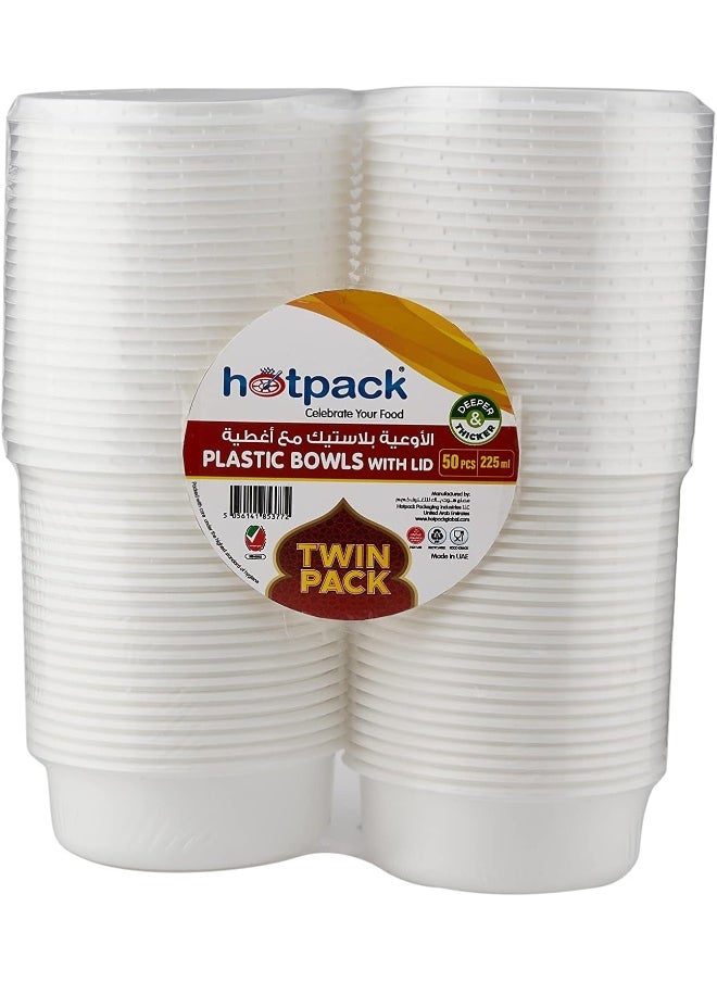 Hotpack Hotpack Plastic Bowl with LID 225ml X 2 Pack (25 Pieces X 2 Pack)  - Image 1