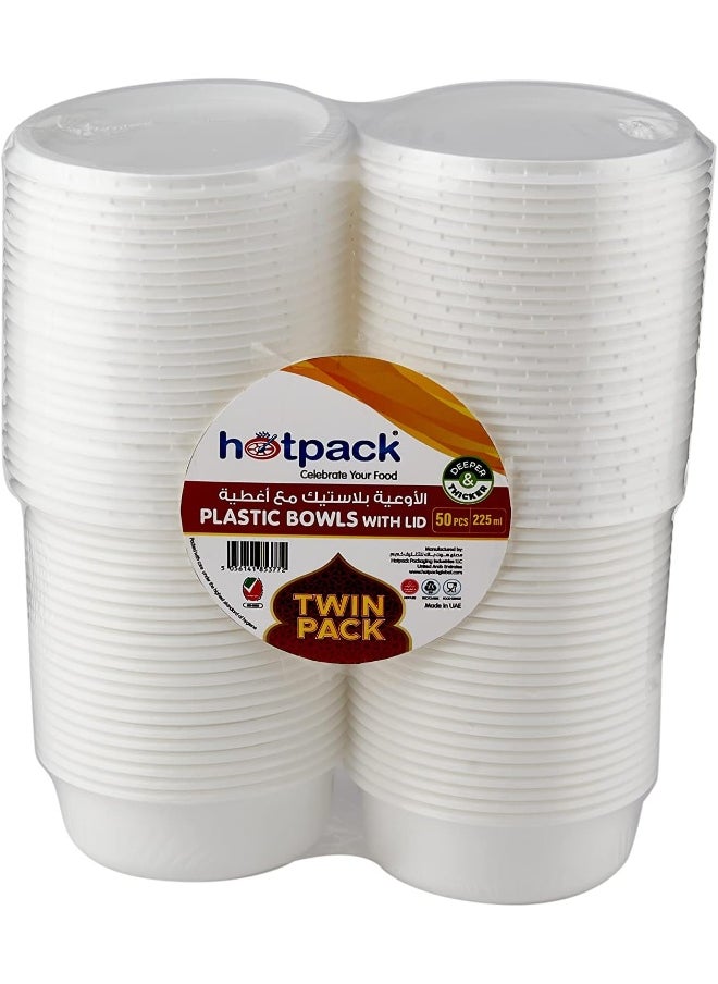 Hotpack Hotpack Plastic Bowl with LID 225ml X 2 Pack (25 Pieces X 2 Pack)  - Image 2