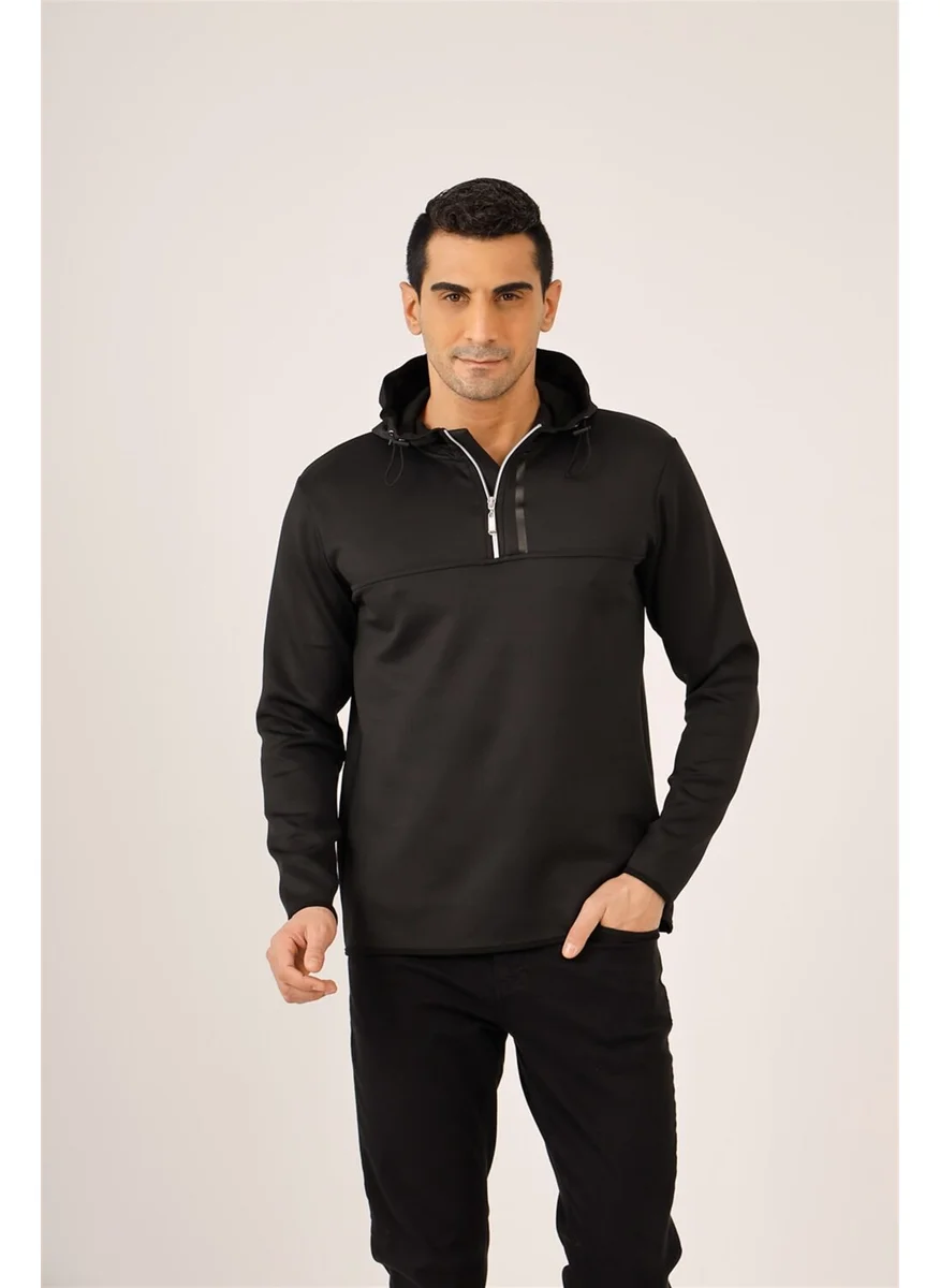 Dufy Black Men's Regular Fit Hooded Sweatshirt