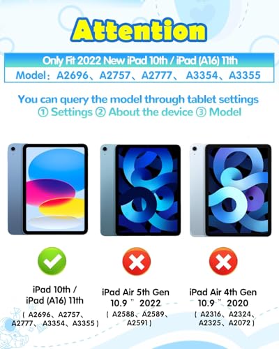 Wazzasoft for iPad A16 Case - for iPad 10th Generation Case Boys Cute Astronaut Cover Kawaii 3D Cartoon Cool with Rotating Handle Stand + Strap Soft Silicone Funda for Apple 10/11th Gen 10.9 Inch - Image 2