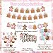 K KUMEED Christmas Birthday Decorations Pink Gingerbread Man Merry Birthday Theme Banner Candy House Cake Topper Latex Balloons for Boys Girls Parties - Image 4
