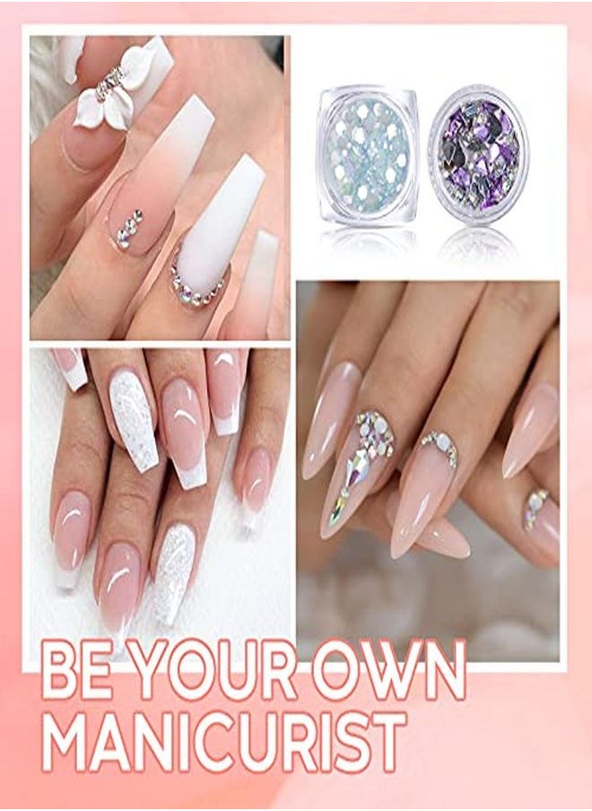 modelones Poly Extension Gel Nail Kit 2Pcs Builder Extension Gel Nude White Colors With Mini Nail Lamp Slip Solution Rhinestone Nail Manicure All-In-One Kit French Diy Nail Art Design Beginner Kit  - Image 5