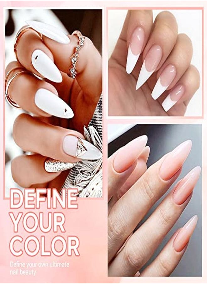 modelones Poly Extension Gel Nail Kit 2Pcs Builder Extension Gel Nude White Colors With Mini Nail Lamp Slip Solution Rhinestone Nail Manicure All-In-One Kit French Diy Nail Art Design Beginner Kit  - Image 3