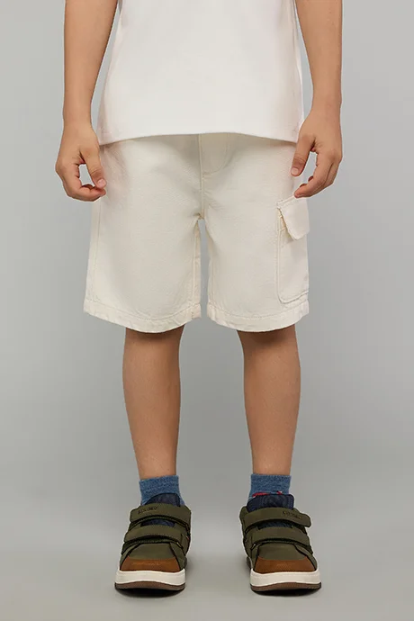 أر أند بي Solid Cargo Shorts with Button Closure
