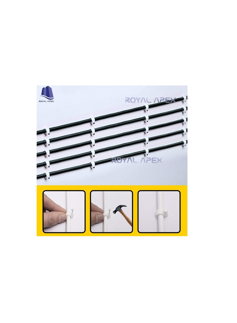 Electrical Cable Wire Round Clips, Steel Nails Tacks Holder for Organizing Electric Wires Cables Lines - White (8mm - 100Pcs) - Image 3