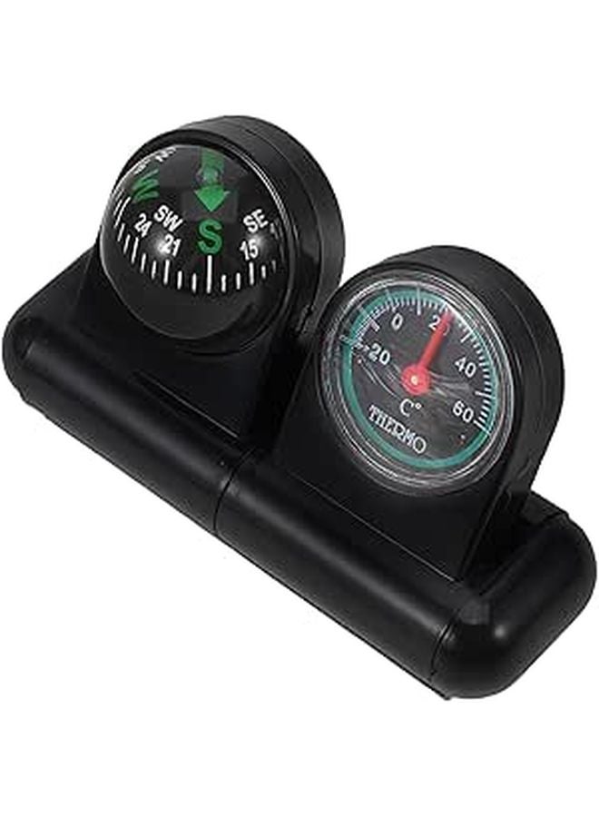 مقياس حرارة السيارة ذو القرص الأخضر مع بوصلة كرة ملحق لوحة القيادة مع مراقبة درجة الحرارة - Image 1