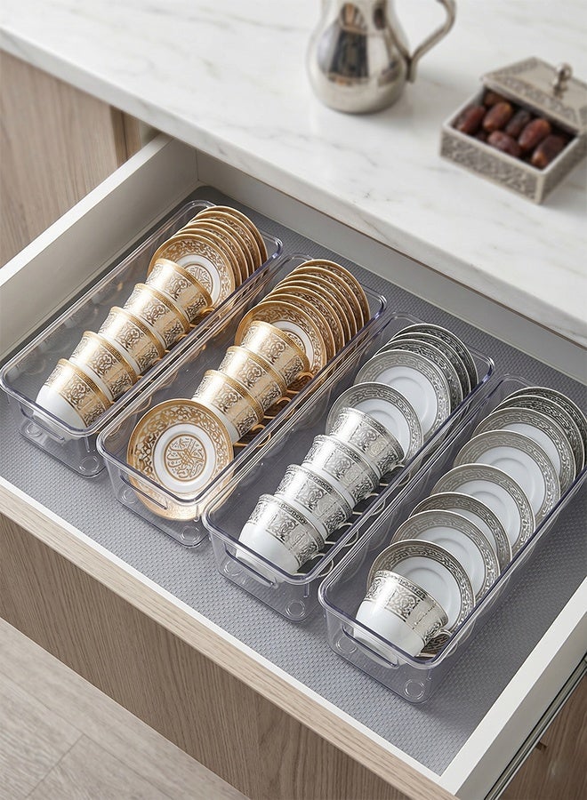 4 packs, transparent plastic drawer organizer set, plastic storage box, plastic compartment artifact, drawer storage box, pencil storage, cosmetics storage, suitable for classroom, home, gift gift. - Image 5