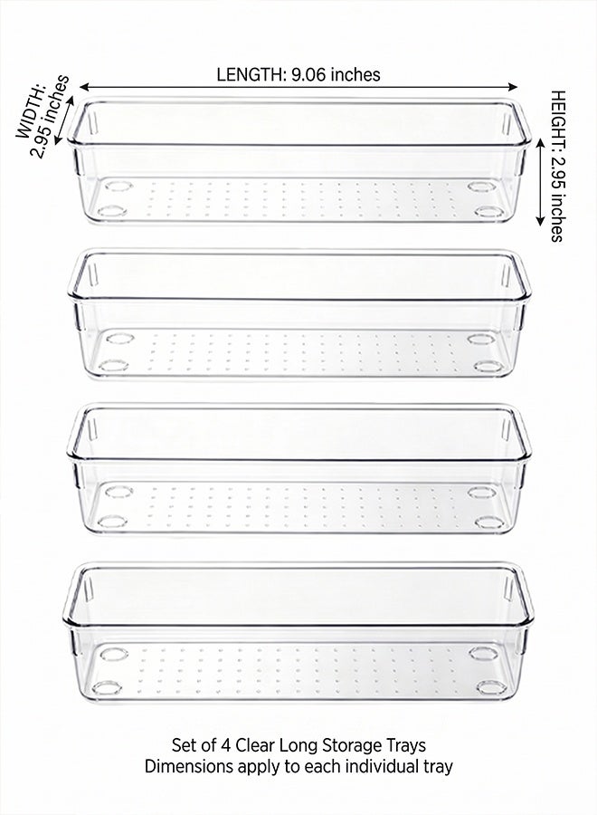 4 packs, transparent plastic drawer organizer set, plastic storage box, plastic compartment artifact, drawer storage box, pencil storage, cosmetics storage, suitable for classroom, home, gift gift. - Image 4