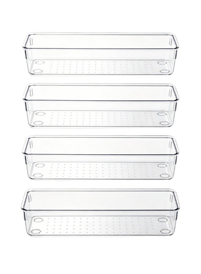 4 packs, transparent plastic drawer organizer set, plastic storage box, plastic compartment artifact, drawer storage box, pencil storage, cosmetics storage, suitable for classroom, home, gift gift. - Image 3